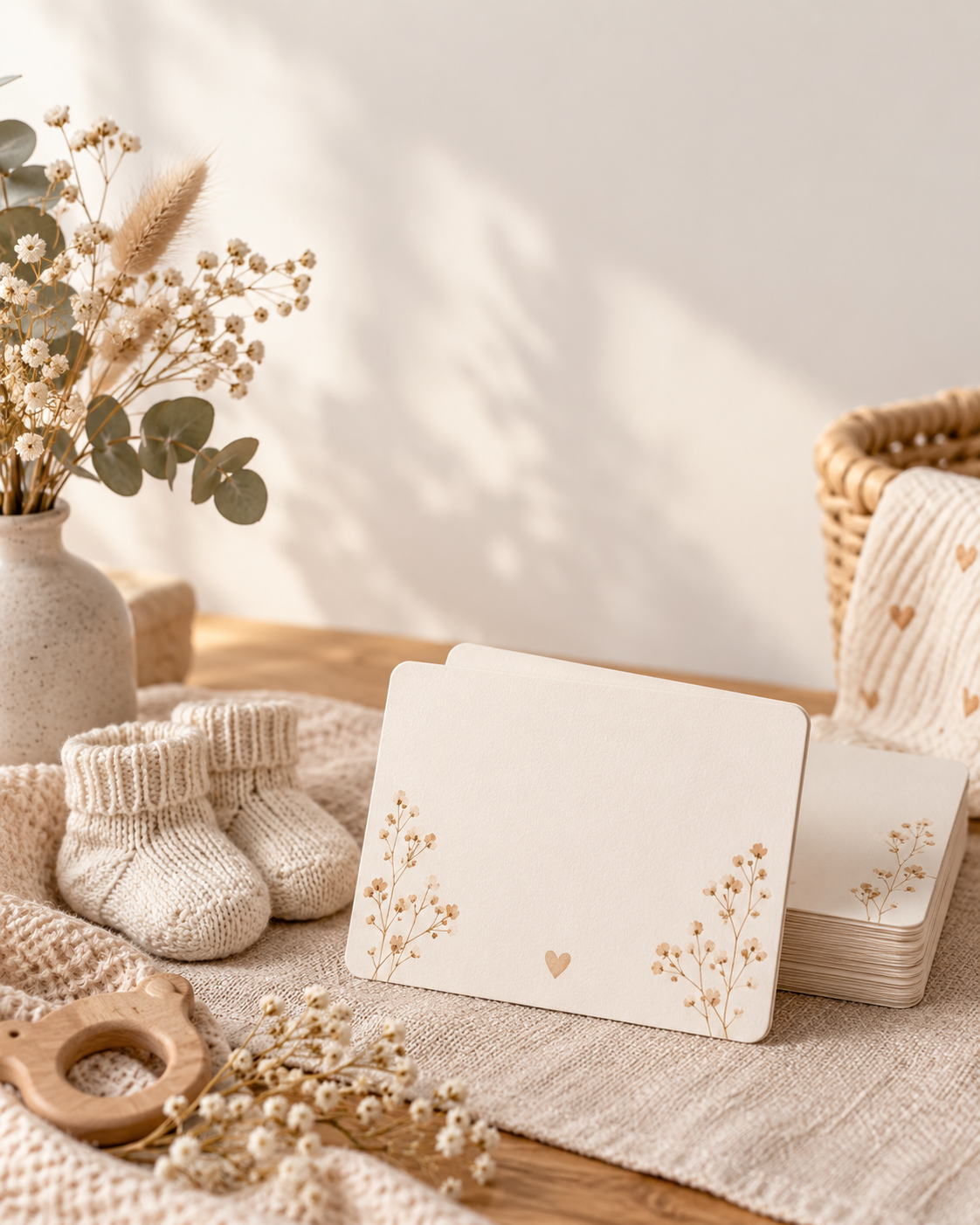 Wishes for baby cards being filled in by hand and collected in a keepsake box