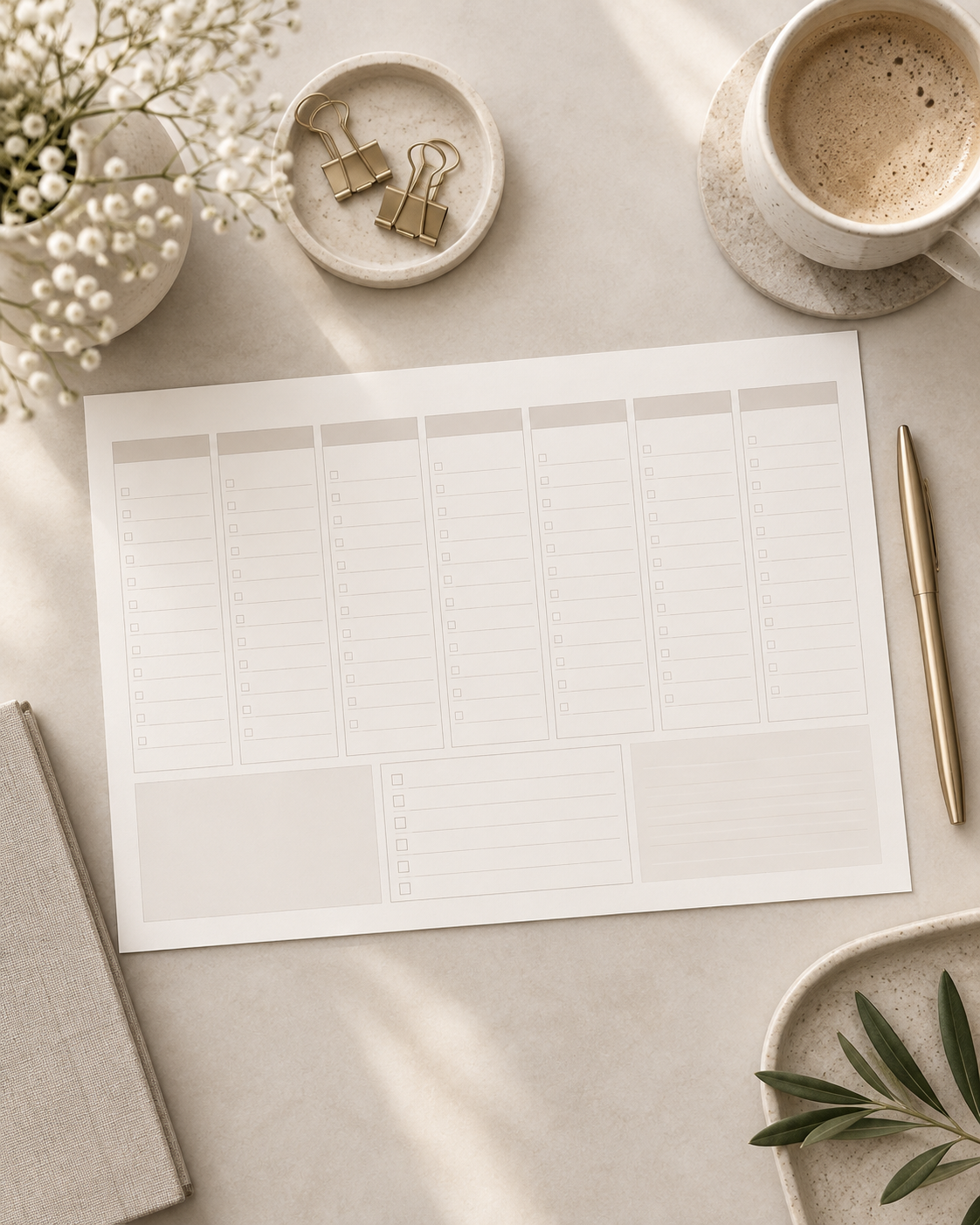 Weekly planner printable with simple organization tools